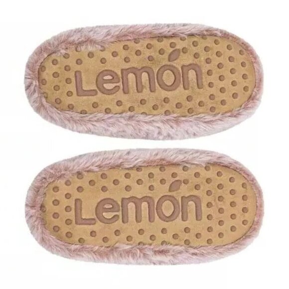 NWOT Lemon Women's S/M Faux Fur Slippers Pink Soft Plush Lining - Picture 4 of 8